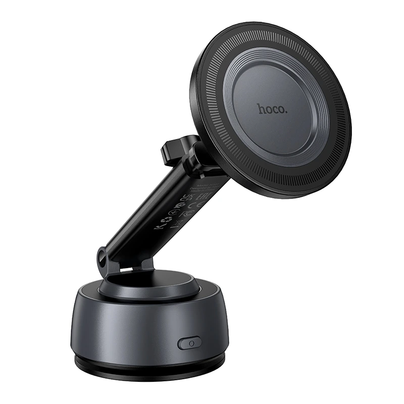 Автотримач для телефона HOCO H107 Carte electric suction cup magnetic car holder(multi-scene) black metal grey — Hoco