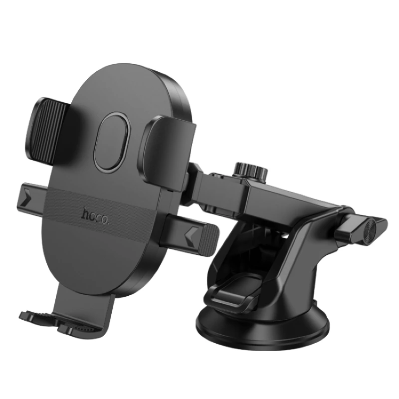 Автотримач для телефона HOCO H19 Mighty one-button car holder(center console) Black — Hoco