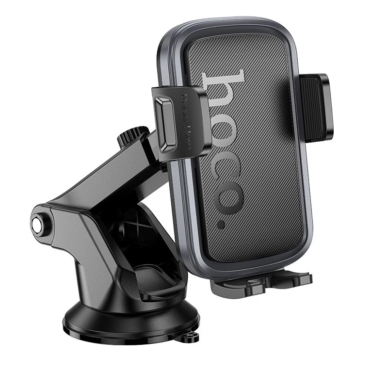 Автотримач для телефона HOCO H79 Vista push-type car holder (center console) Black Metal Gray