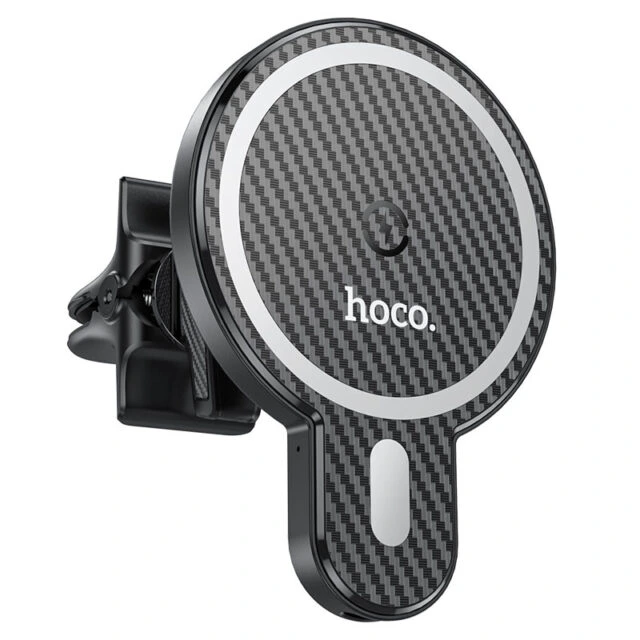Автотримач для телефона з БЗП HOCO CA85 Ultra-fast magnetic wireless charging car holder Black — Hoco