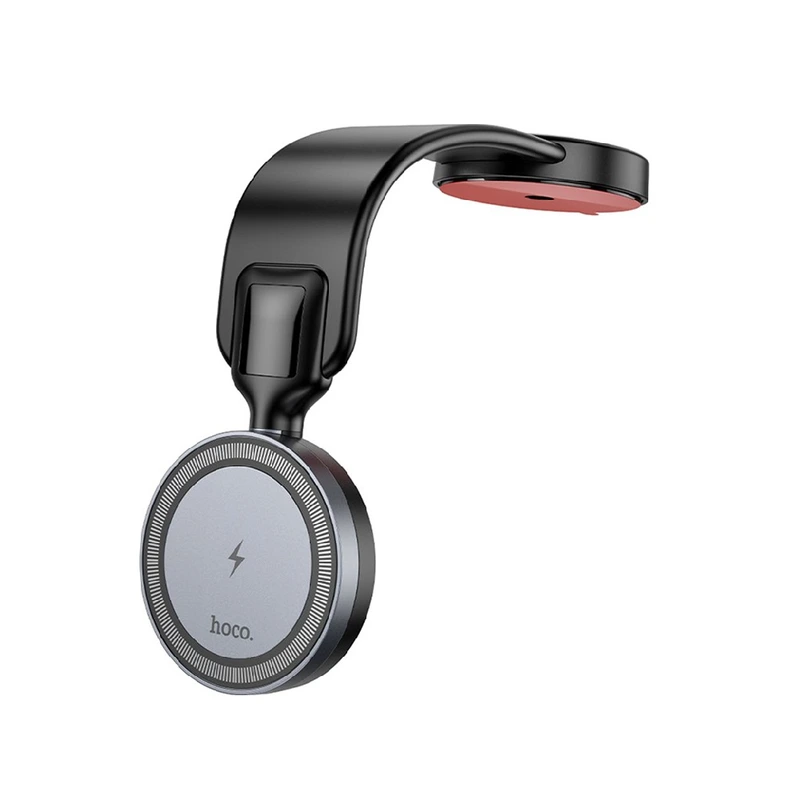 Автотримач для телефона з БЗП HOCO HW29 Totem ring magnetic wireless fast charging car holder (center console) Black Metal Gray — Hoco