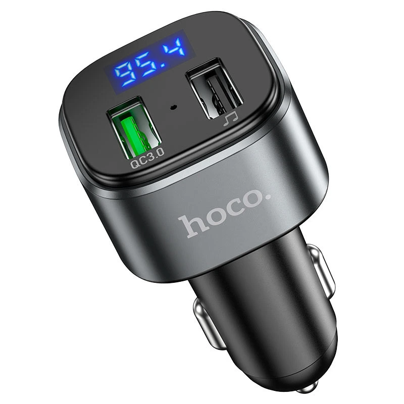 АЗП FM модулятор Hoco E67 QC3.0 (2USB-A) Чорний — Hoco