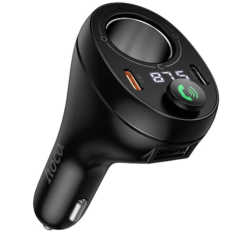 АЗП FM модулятор Hoco E88 Star cigarette lighter+PD20W+QC3.0 total 120W (2USB-C) Black — Hoco