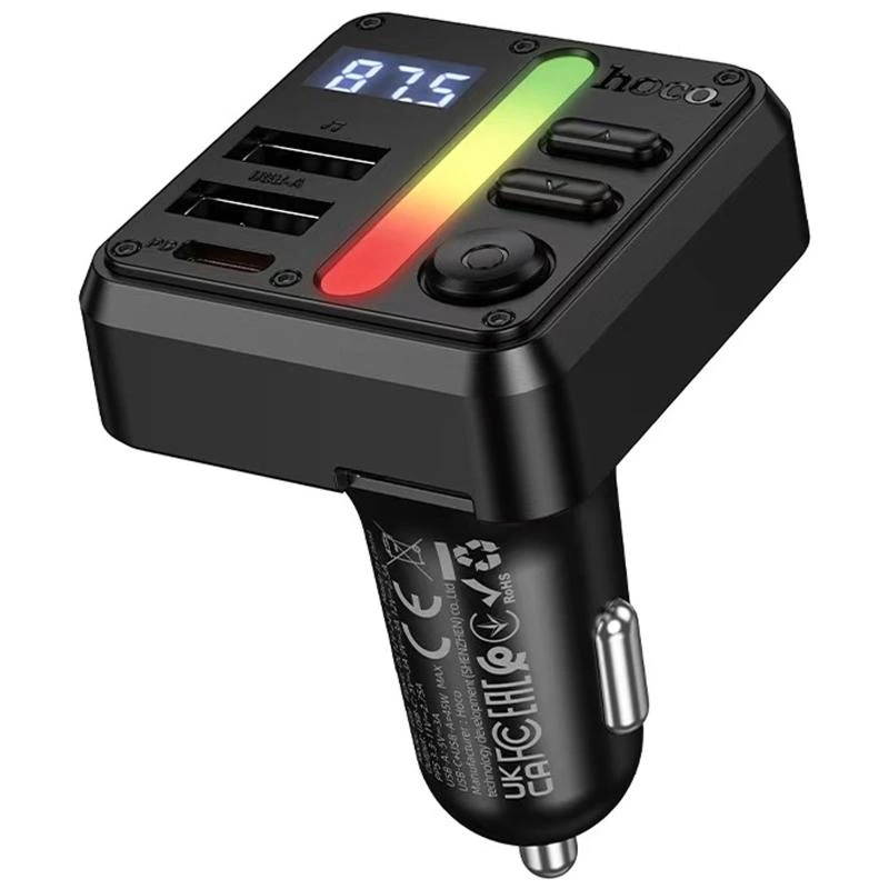 АЗП FM модулятор Hoco E89 Libre 45W (1USB-A/1C) Black