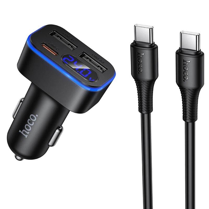 АЗП Hoco Z63A Barry PD42W+QC3.0 (2USB-A/1C) + кабель Type-C to Type-C Black