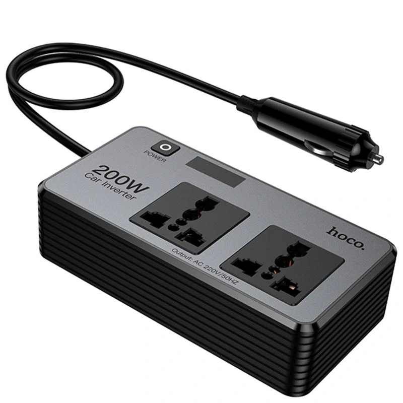 АЗП інвертор Hoco Z66 New PD66W+QC3.0 (2USB-A/1C/2xSocket) (0.5m) Black