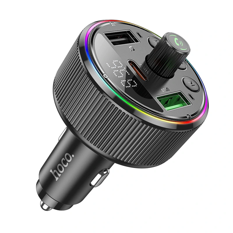 АЗП з FM-модулятором HOCO E82 Guerrero PD30W+QC3.0 car BT FM transmitter Black