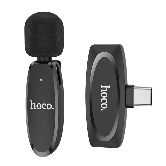 Бездротова мікрофонна система HOCO L15 Crystal lavalier (Type-C) Black — Hoco