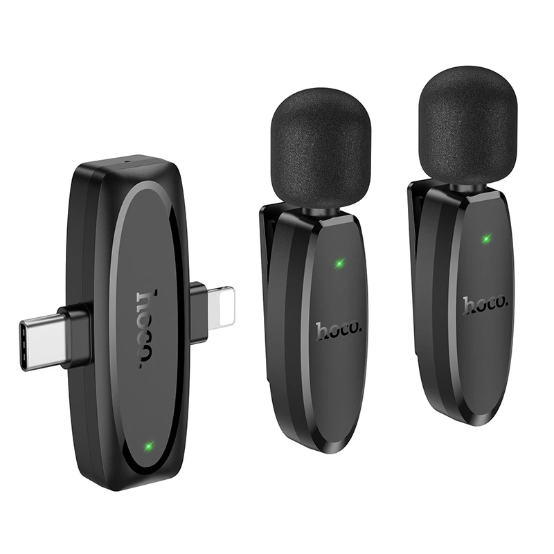 Бездротова мікрофонна система HOCO L15 dual-mic (iP/Type-C) Black
