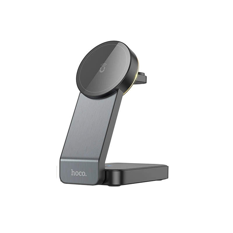 Бездротовий мультизарядний пристрій HOCO CQ3 Motorcycle folding 3-in-1 magnetic wireless fast charger Black — Hoco