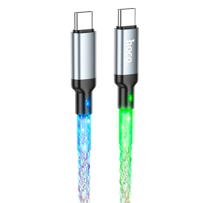 Кабель HOCO U112 Shine 60W charging data cable for Type-C to Type-C Gray — Hoco