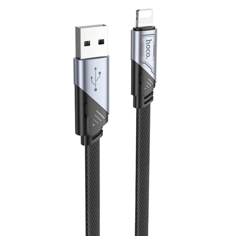 Кабель HOCO U119 USB to iP 2.4A, 1.2m, nylon, aluminum connectors, Black — Hoco