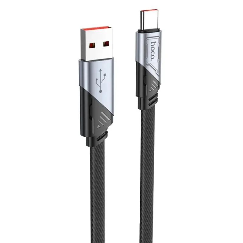 Кабель HOCO U119 USB to Type-C 5A, 1.2m, nylon, aluminum connectors, Black — Hoco
