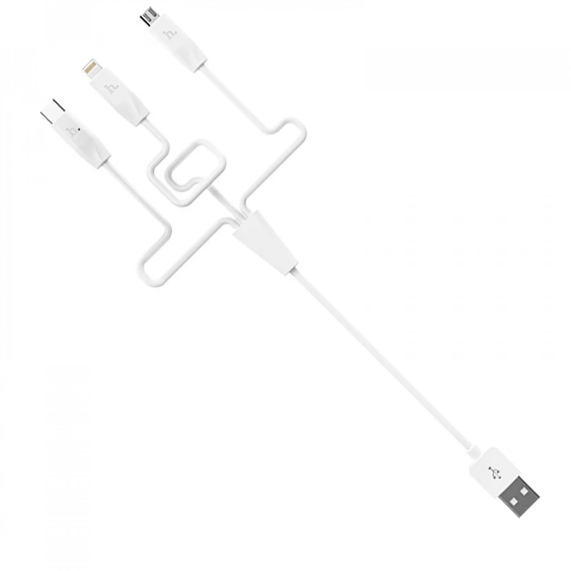 Кабель Hoco X1 Rapid charging 3в1 (Lightning /micro USB/Type-C) 1м- білий