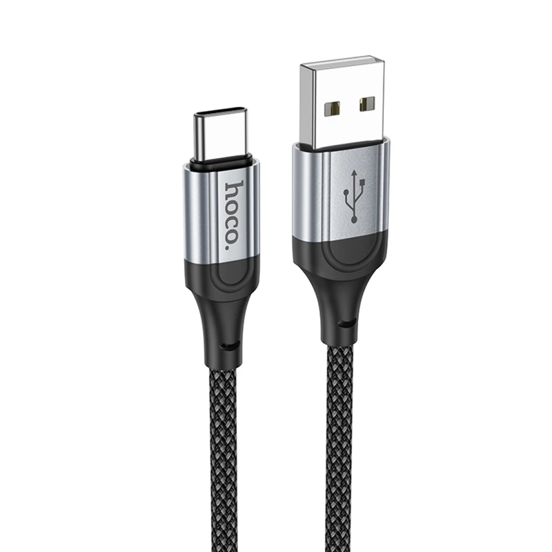 Кабель HOCO X102 USB to Type-C 3A, 1m, nylon, aluminum connectors, Black — Hoco