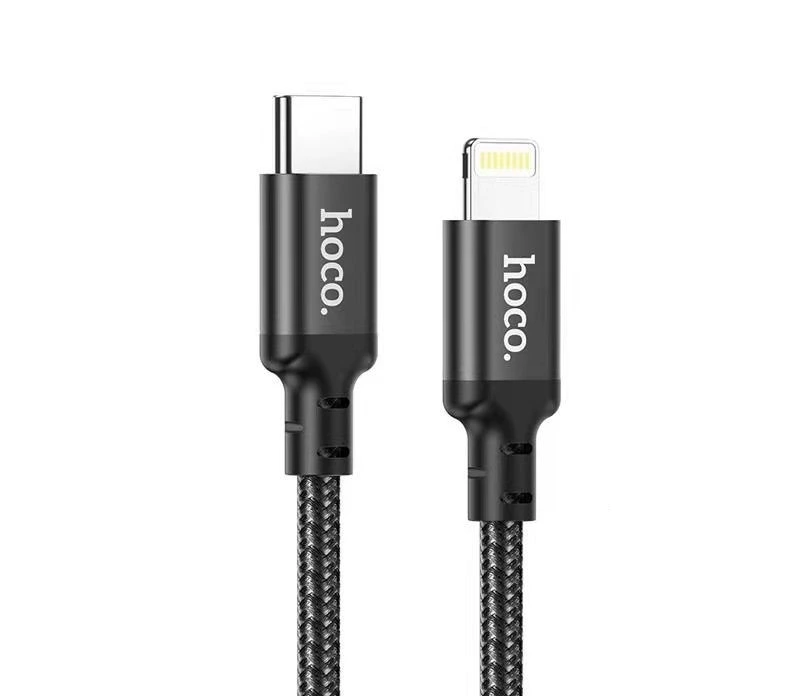 Кабель HOCO X14 Type-C to iP 3A, 20W, 1m, nylon, aluminum connectors, Black — Hoco