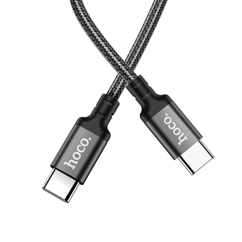 Кабель HOCO X14 Type-C to Type-C 60W, 1m, nylon, aluminum connectors, Black — Hoco