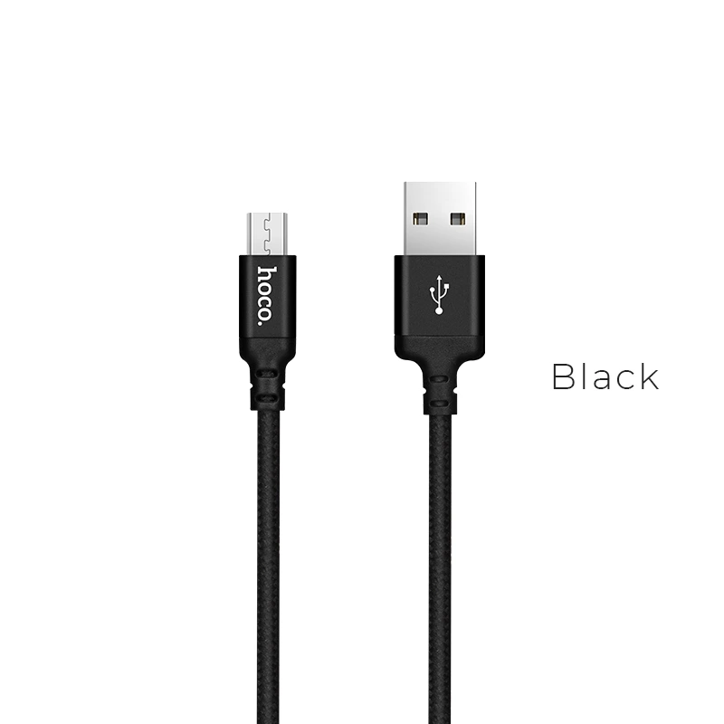 Кабель HOCO X14 USB to Micro 2A, 2m, nylon, aluminum connectors, Black — Hoco