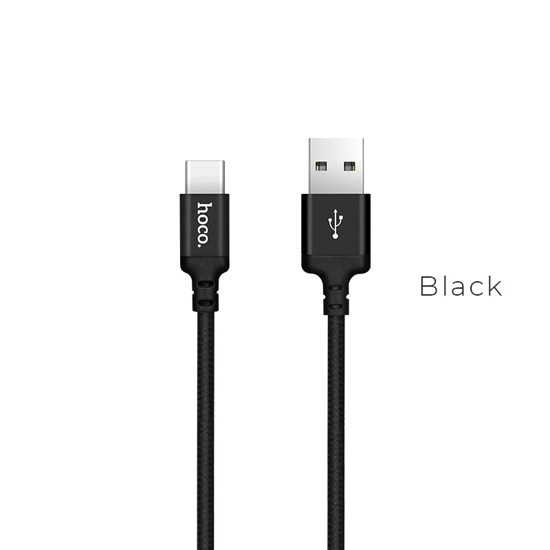 Кабель HOCO X14 USB to Type-C 3A, 1m, nylon, aluminum connectors, Black — Hoco