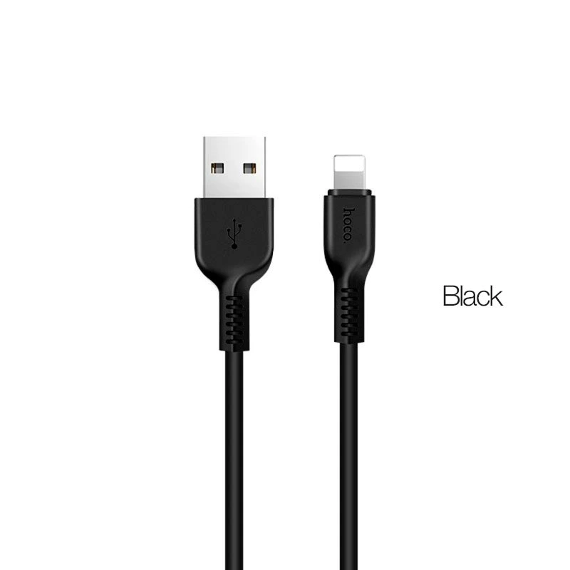 Кабель HOCO X20 USB to iP 2A, 2m, PVC, TPE connectors, Black — Hoco