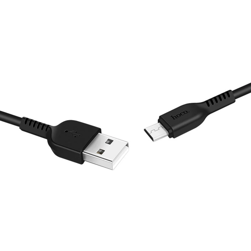 Кабель HOCO X20 USB to Micro 2.4A, 1m, PVC, TPE connectors, Black — Hoco