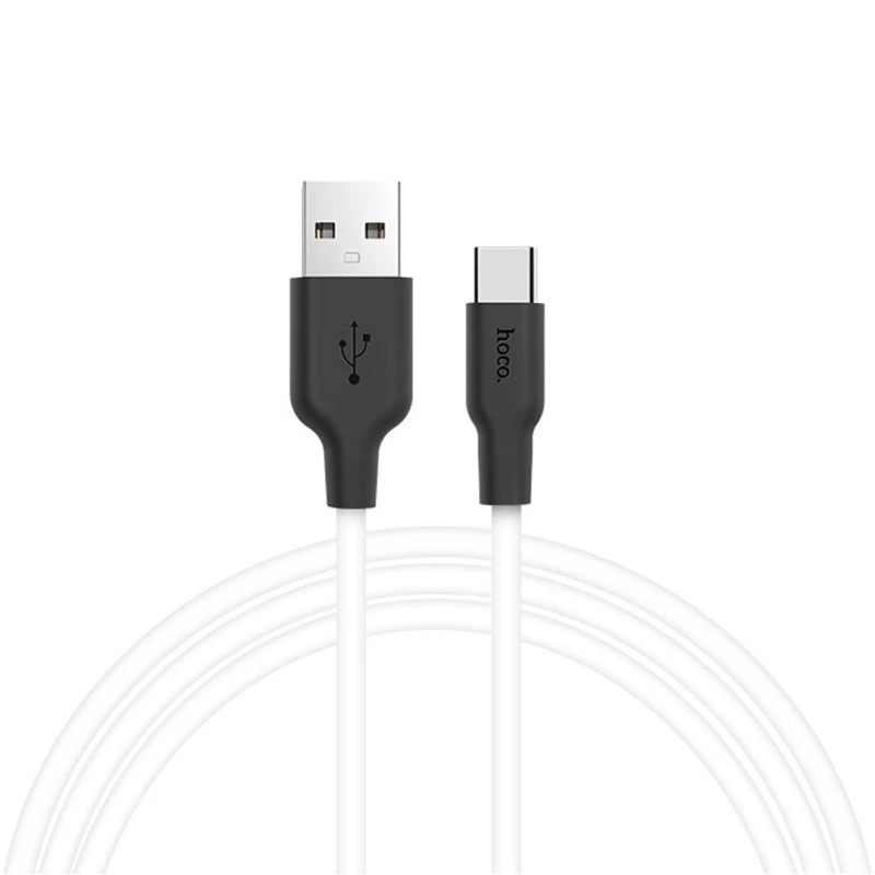 Кабель HOCO X21 USB to Type-C 2A, 1m, silicone, TPE connectors, Black+White — Hoco