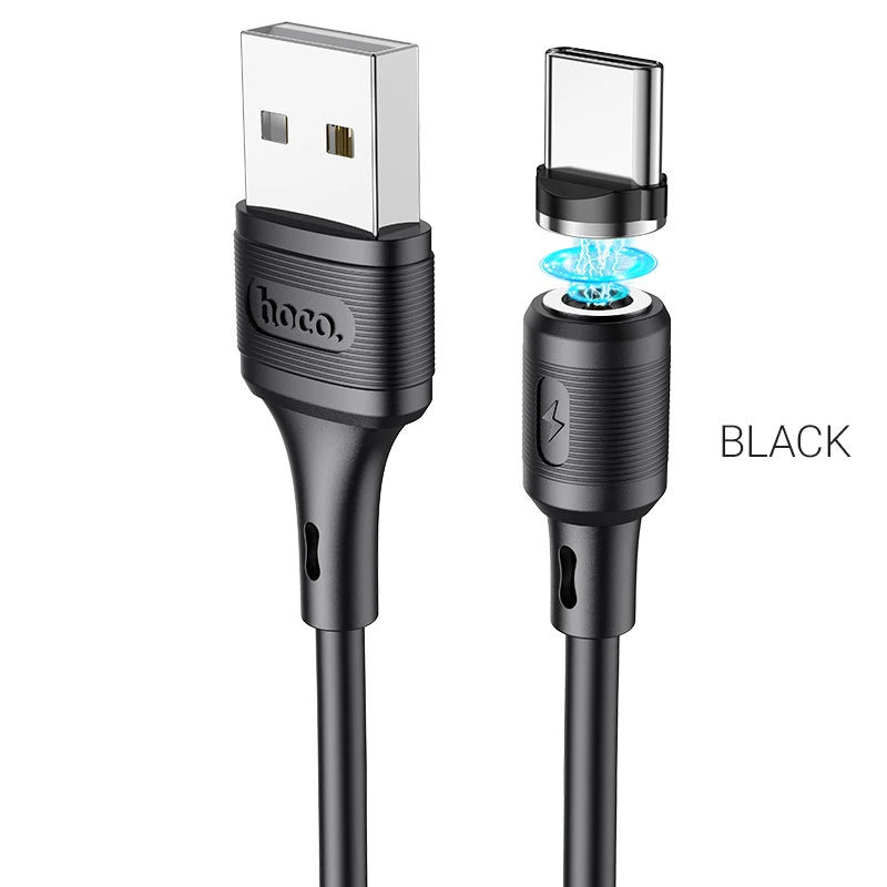 Кабель HOCO X52 USB to Type-C 3A, 1m, PVC, PVC connectors, magnetic, Black — Hoco