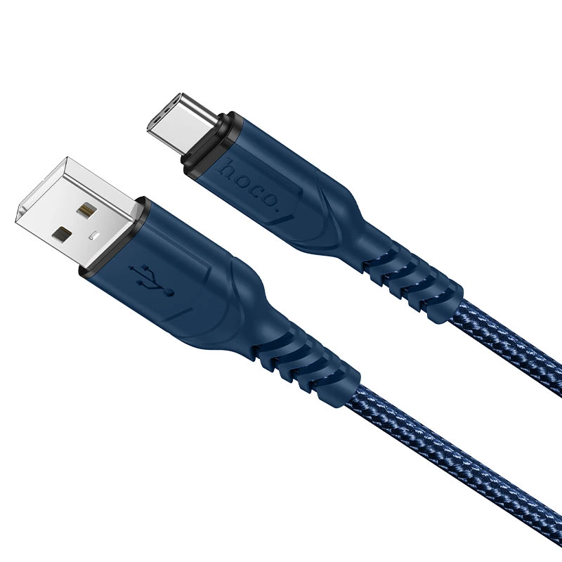 Кабель HOCO X59 USB to Type-C 3A, 1m, nylon, TPE connectors, Blue — Hoco