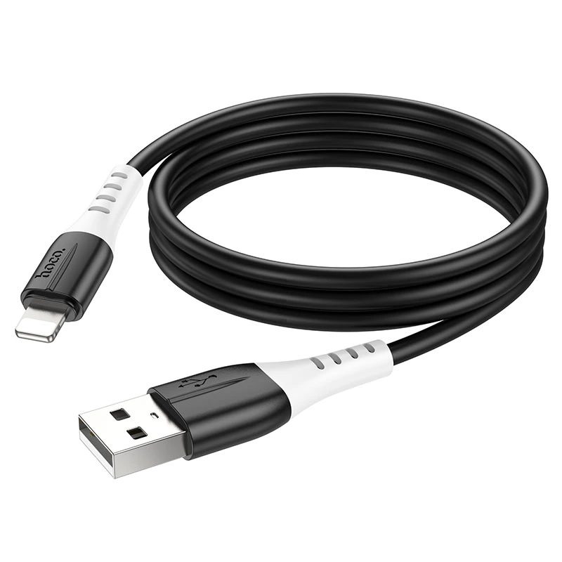 Кабель HOCO X82 USB to iP 2.4A, 1m, silicone, silicone connectors, Black — Hoco