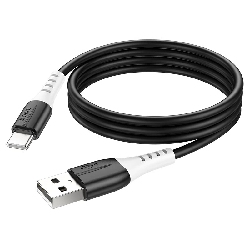 Кабель HOCO X82 USB to Type-C 3A, 1m, silicone, silicone connectors, Black — Hoco