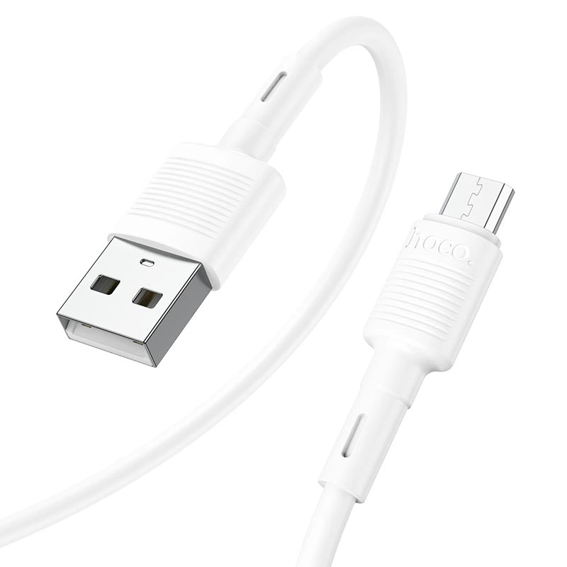 Кабель HOCO X83 USB to Micro 2.4A, 1m, PVC, PVC connectors, White — Hoco