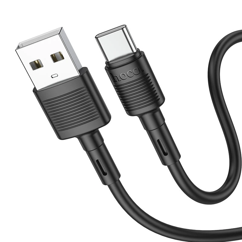 Кабель HOCO X83 USB to Type-C 3A, 1m, PVC, PVC connectors, Black — Hoco