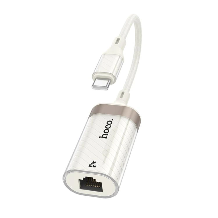 Кабель-перехідник HOCO UA41 UA41B Crystal Type-C ethernet adapter(100 mbps) apricot — Hoco