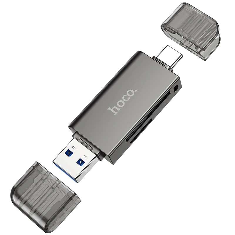 Кардрідер HOCO HB39 USB/Type-C 3.0 high-speed card reader Metal Gray — Hoco
