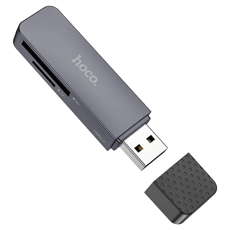 Кардрідер HOCO HB45 Spirit 2-in-1 USB 2.0 card reader Metal Gray — Hoco