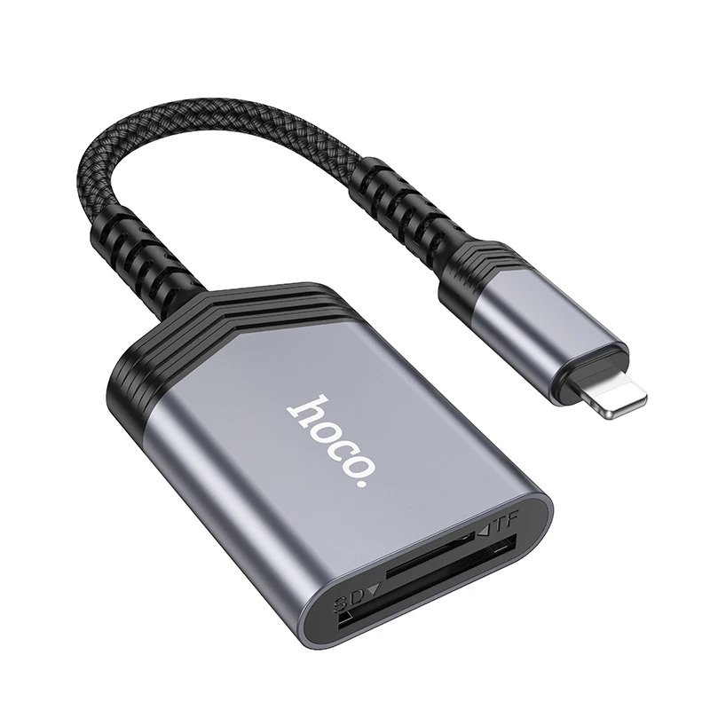 Кардрідер HOCO UA25 2-in-1 card reader iP Metal Gray — Hoco