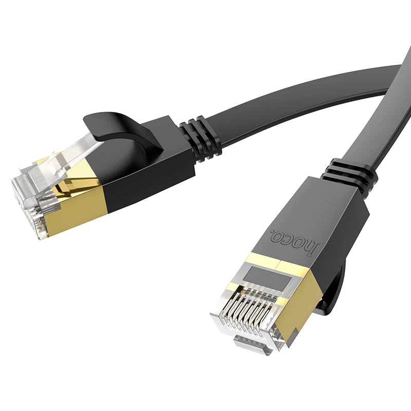 Мережевий кабель HOCO US07 General pure copper flat network cable(L=1M) Black — Hoco
