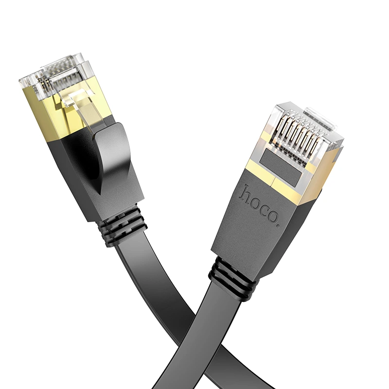 Мережевий кабель HOCO US07 General pure copper flat network cable(L=20M) Black — Hoco