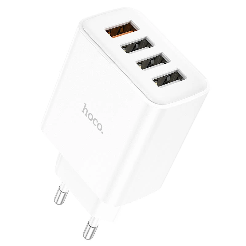 Мережевий зарядний пристрій HOCO C102A Fuerza QC3.0 four-port charger 18W White — Hoco