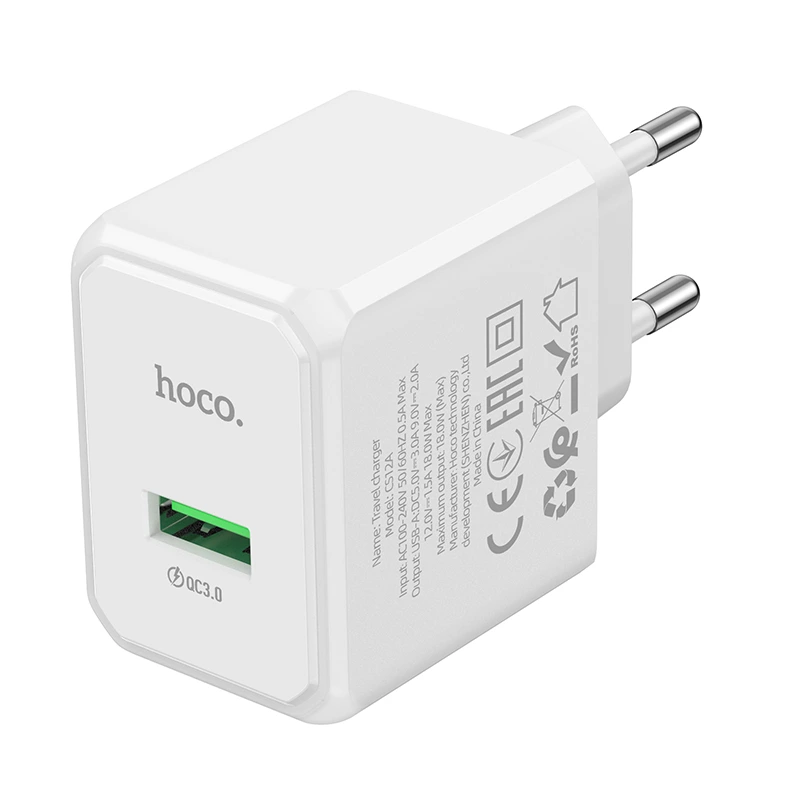 Мережевий зарядний пристрій HOCO CS12A Ocean single port QC3.0 charger White