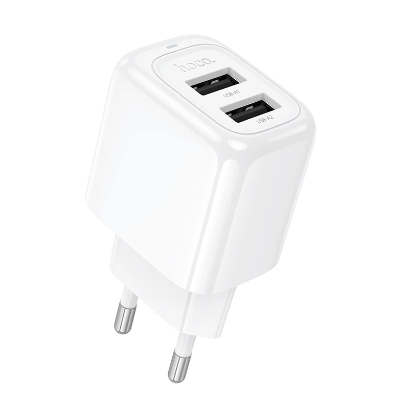 Мережевий зарядний пристрій HOCO CS51A Surplus dual-port charger(EU) White — Hoco