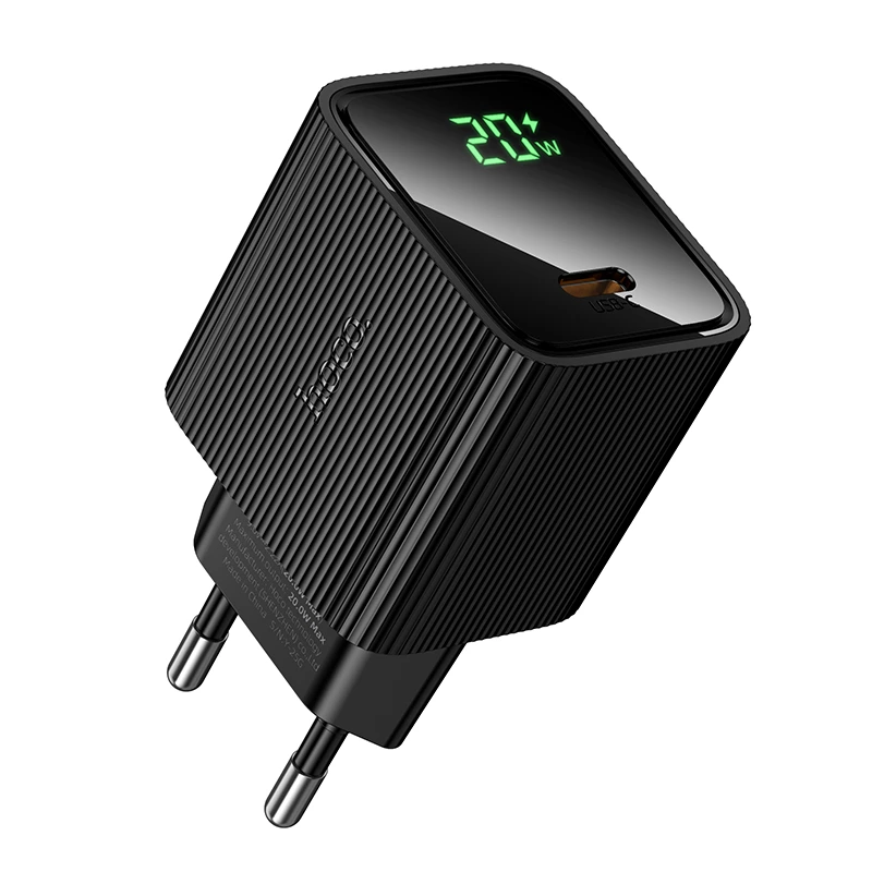 Мережевий зарядний пристрій HOCO CS82A Excellent single port PD20W charger with digital display(EU) Black