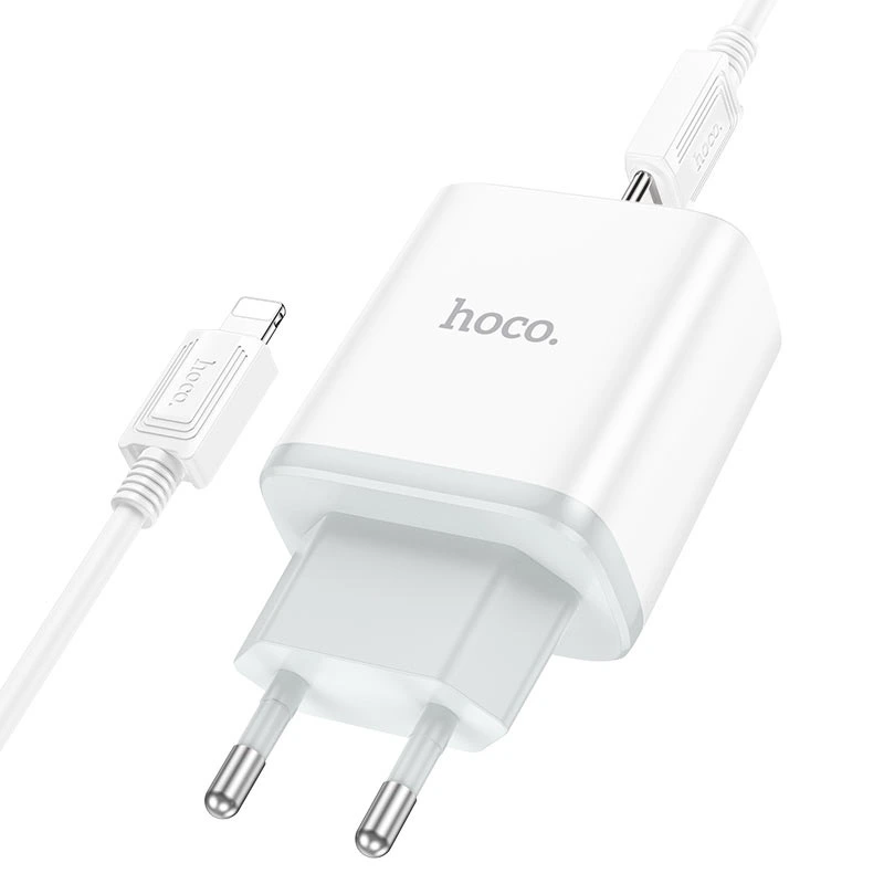 Мережевий зарядний пристрій з кабелем HOCO C104A Stage single port PD20W charger set (C to iP)(EU) White