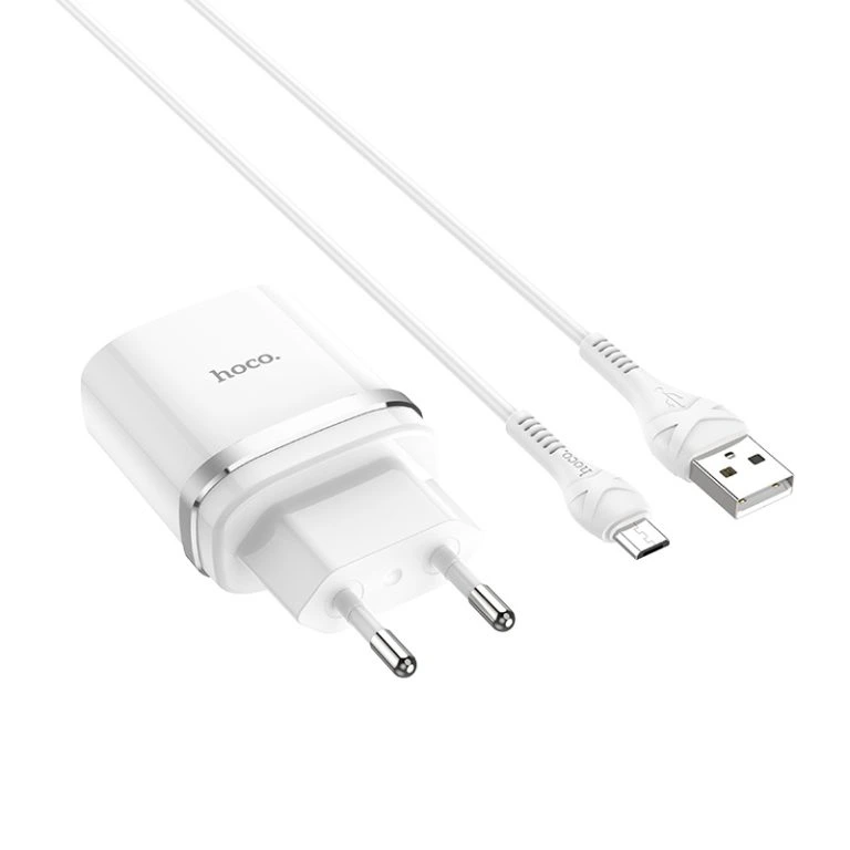 Мережевий зарядний пристрій з кабелем HOCO C12Q Smart QC3.0 charger set(Micro) 18W White