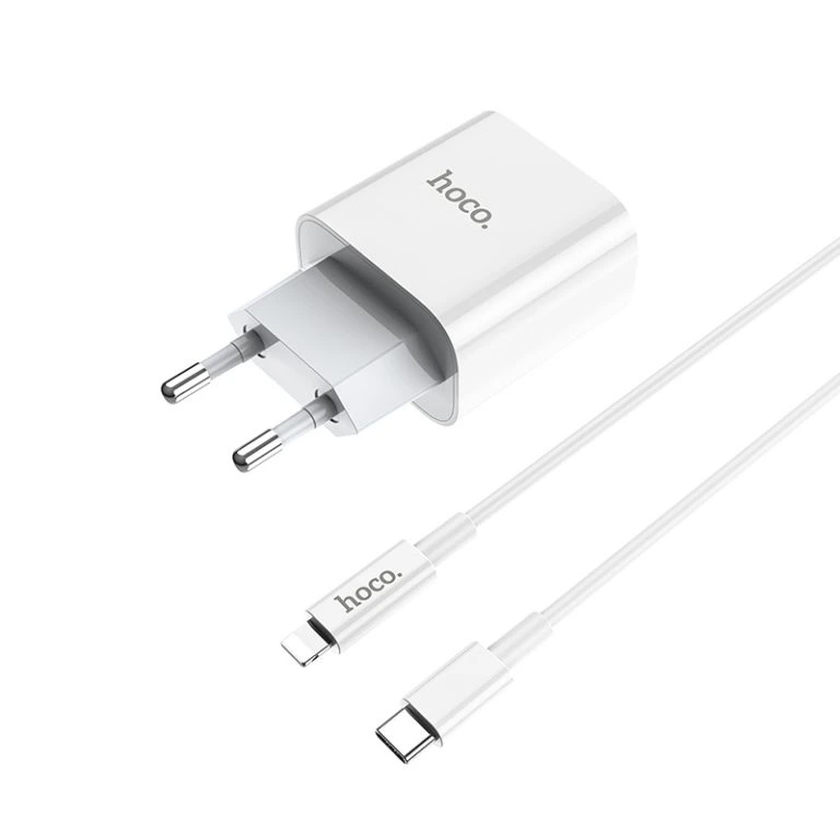 Мережевий зарядний пристрій з кабелем HOCO C76A Plus Speed source PD20W charger set(C to iP) White