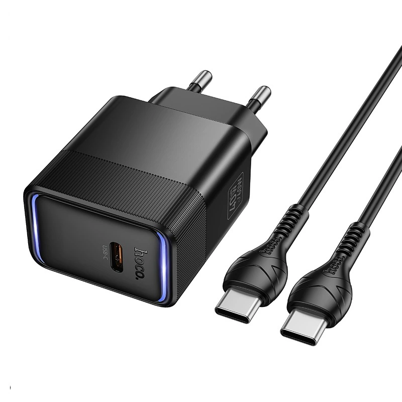 Мережевий зарядний пристрій з кабелем HOCO CS113A Lounge single port PD40W charger Black