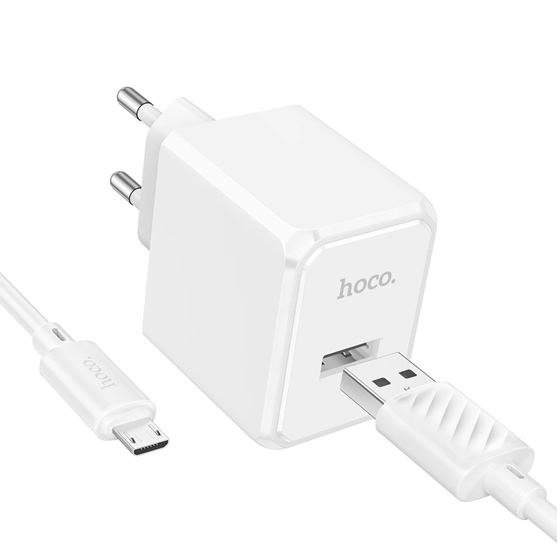 Мережевий зарядний пристрій з кабелем HOCO CS11A Ocean single port charger set(Micro) White