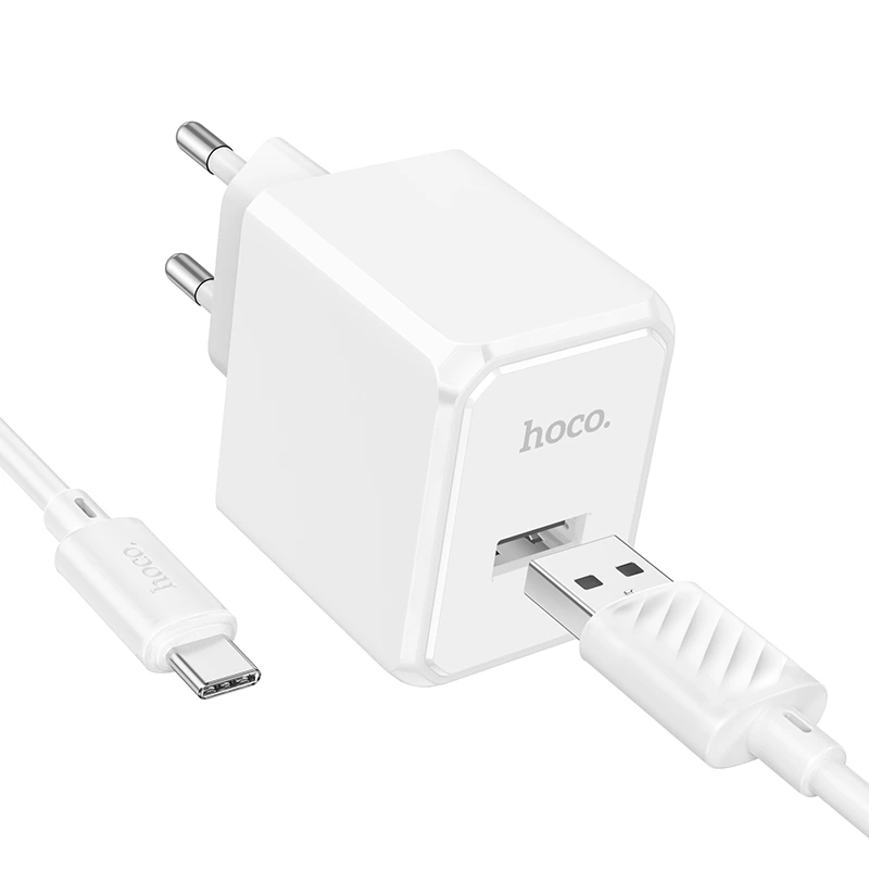 Мережевий зарядний пристрій з кабелем HOCO CS11A Ocean single port charger set(Type-C) White