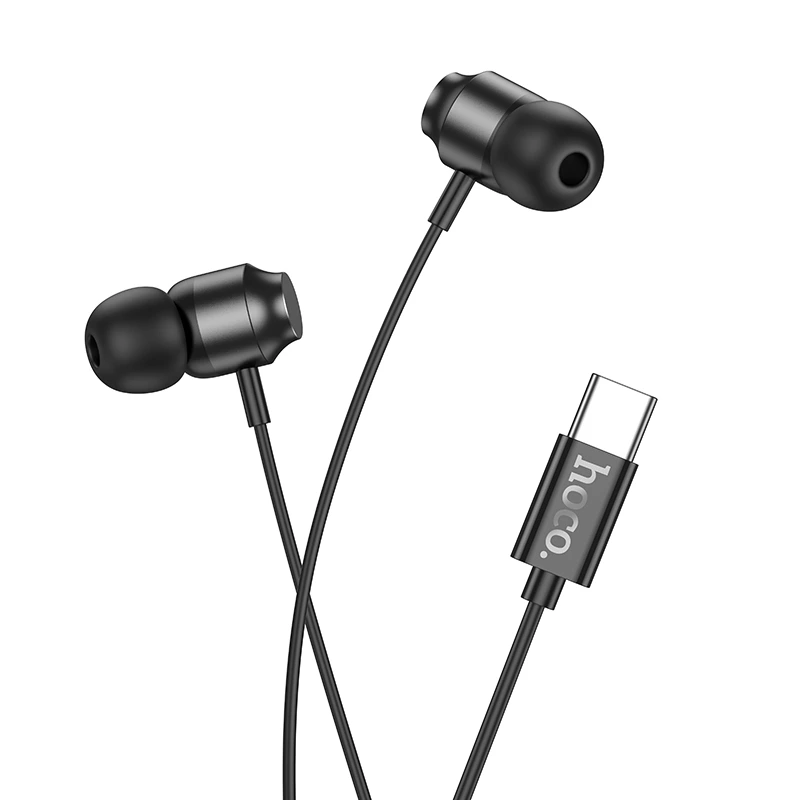 Навушники дротові HOCO M122 Power metal universal digital earphones with microphone (Type-C) Black — Hoco