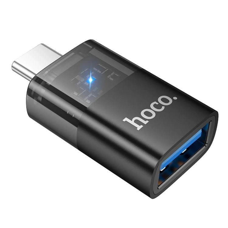 Перехідник HOCO UA36B C male to USB female OTG transparent adapter Black — Hoco